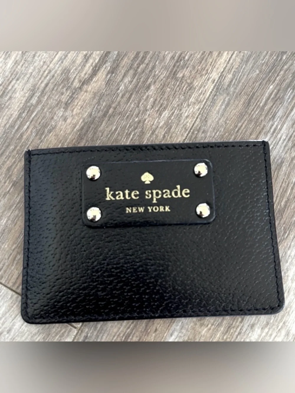Kate Spade Black Pebbled Leather Card Holder Wallet - Pink Interior
